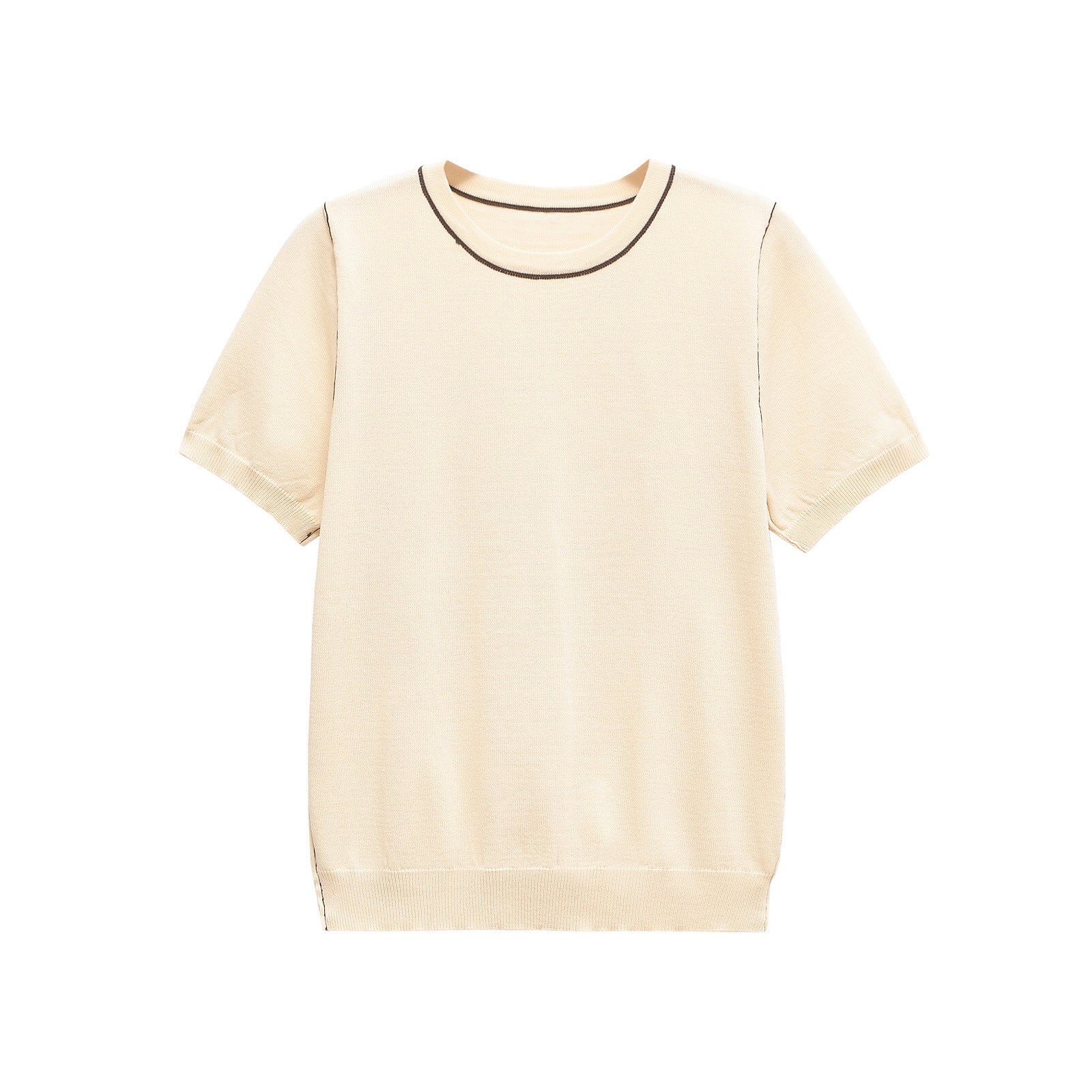 Contrast Trim Crew Neck T-Shirt for Casual Chic Style