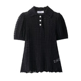 Short Sleeve Knit Polo Top – Textured Slim Fit Shirt