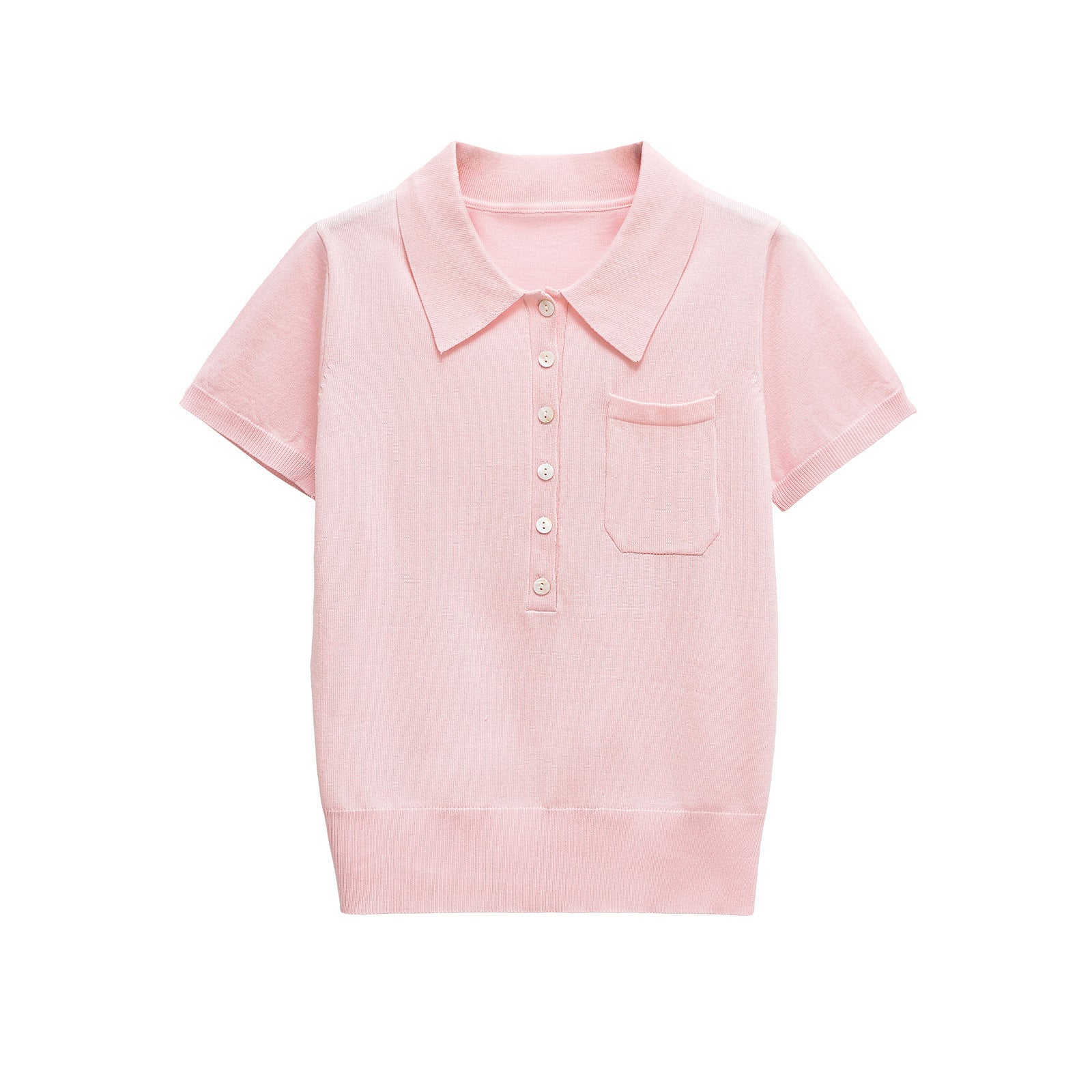 Classic Button Knit Polo Top – Slim Fit Short Sleeve Shirt