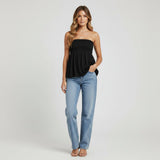 Women's Strapless Smocked Peplum Top