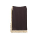 Contrast Hem Midi Skirt for Elegant Modern Style