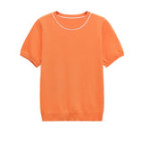 Contrast Trim Crew Neck T-Shirt for Casual Chic Style
