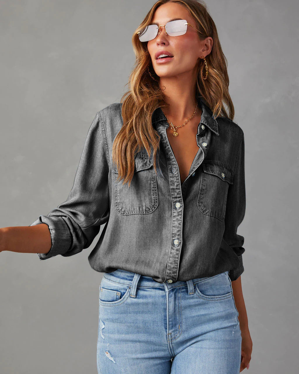 Classic Denim Button Shirt for Effortless Casual Style