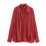 Tie Neck Chiffon Blouse for Elegant Feminine Style