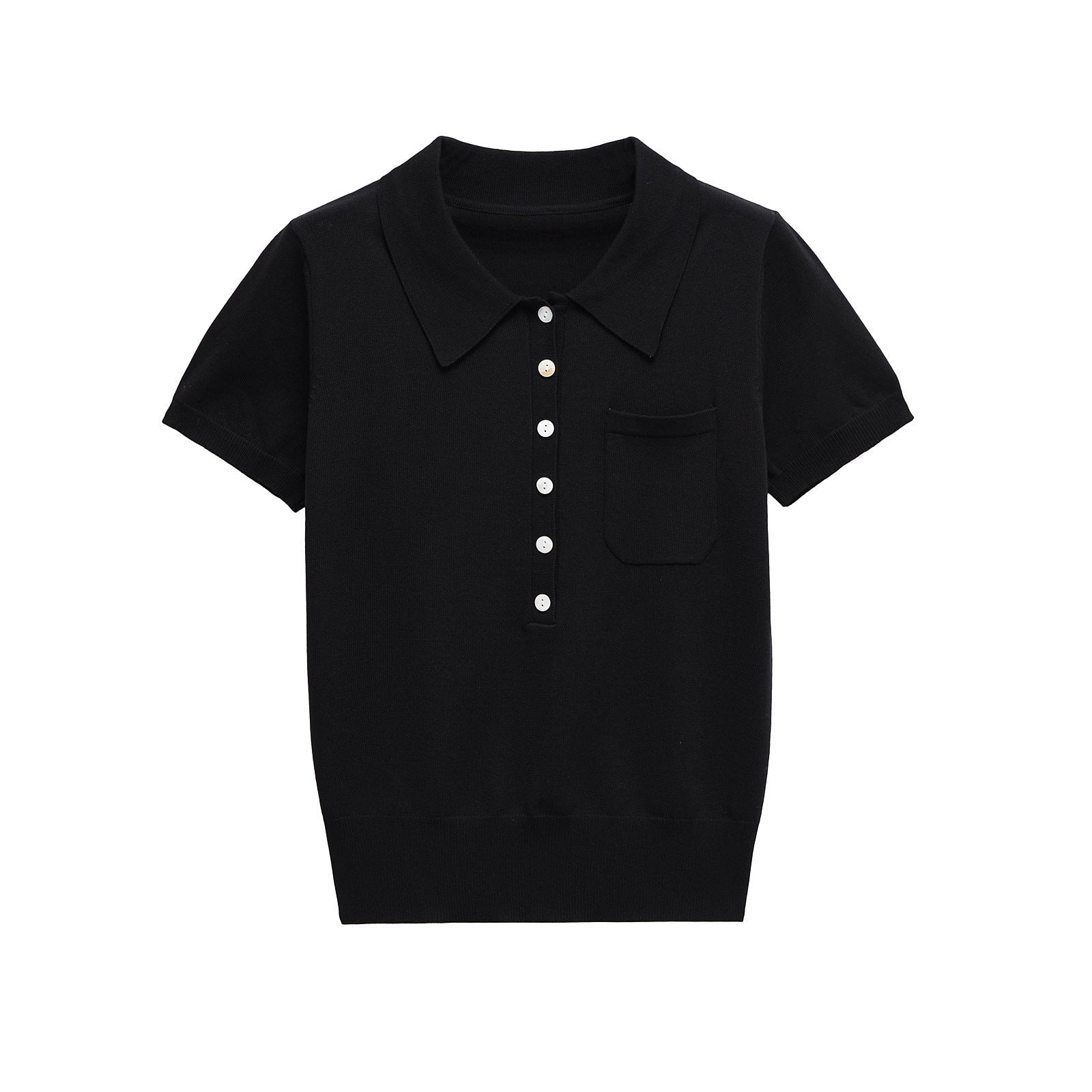 Classic Button Knit Polo Top – Slim Fit Short Sleeve Shirt