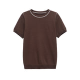 Contrast Trim Crew Neck T-Shirt for Casual Chic Style
