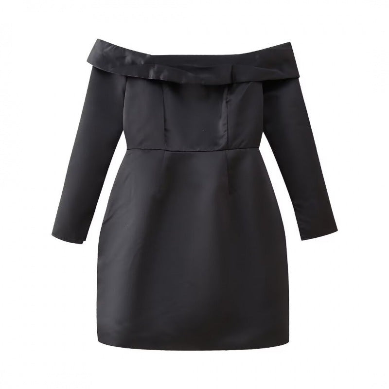 Off Shoulder Long Sleeve Mini Dress – Flared A-Line Party Dress