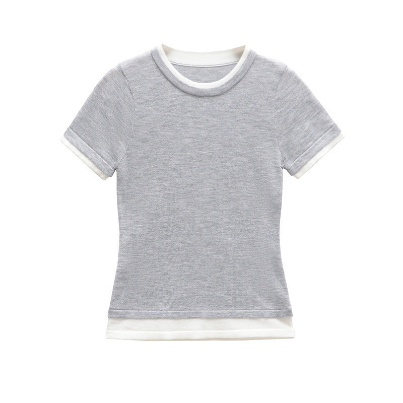 Contrast Trim Crew Neck T-Shirt for Casual Chic Style
