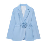 Elegant Belted Blazer Jacket for Sophisticated Tailored Style