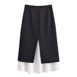 Sheer Hem Midi Skirt for Elegant Minimal Style