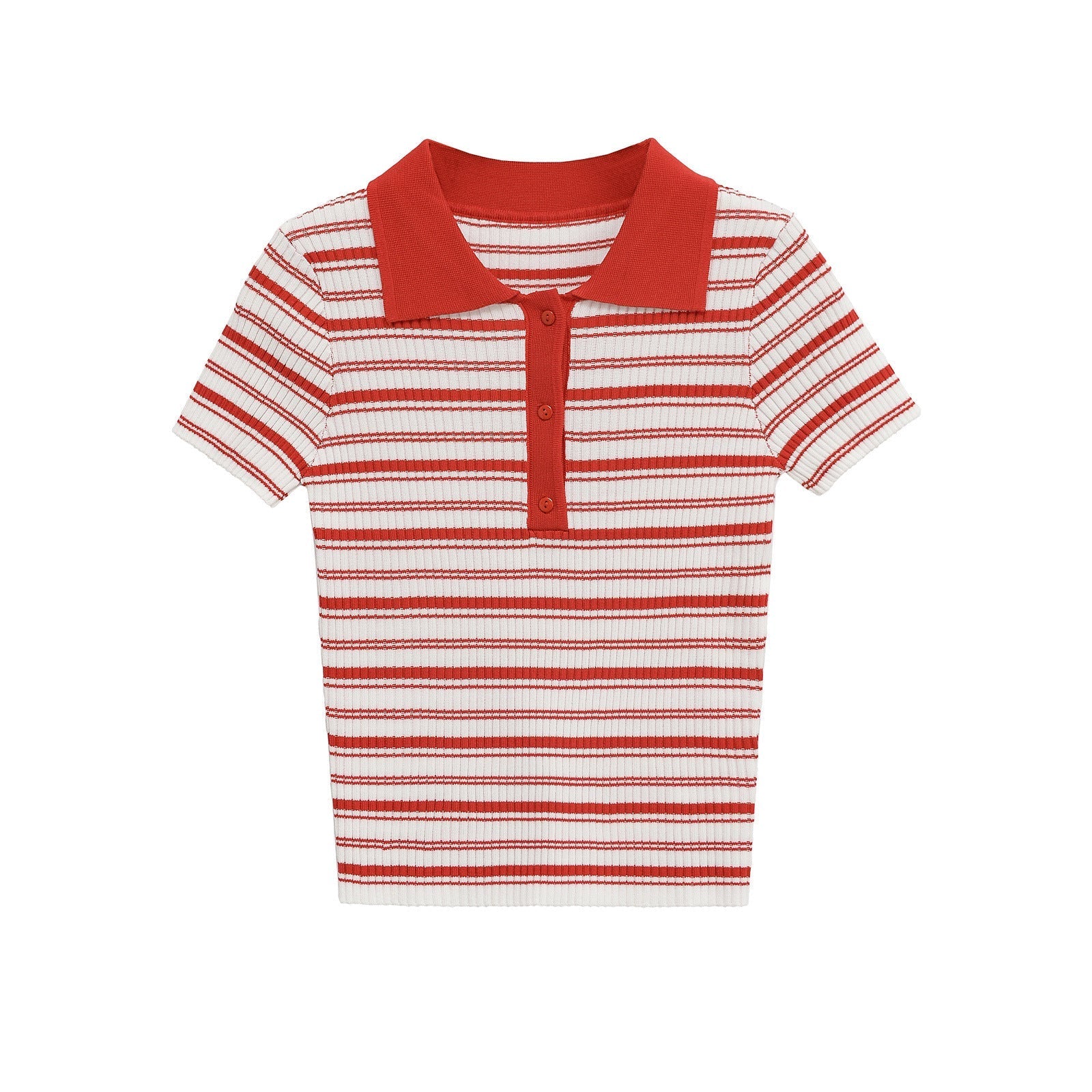 Striped Polo Knit Top for Casual Chic Style