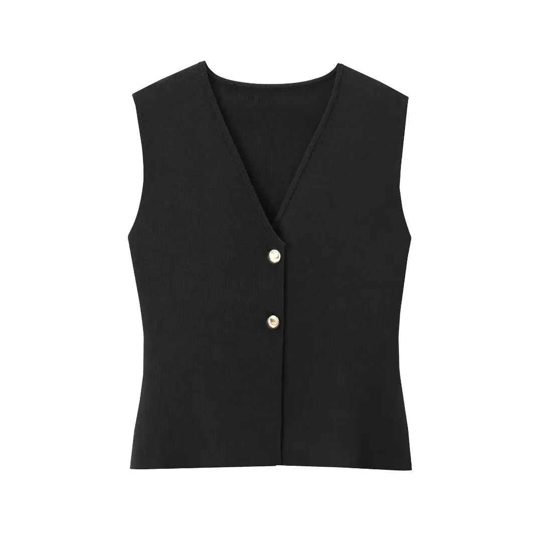 Women's Sleeveless V-Neck Knit Ves