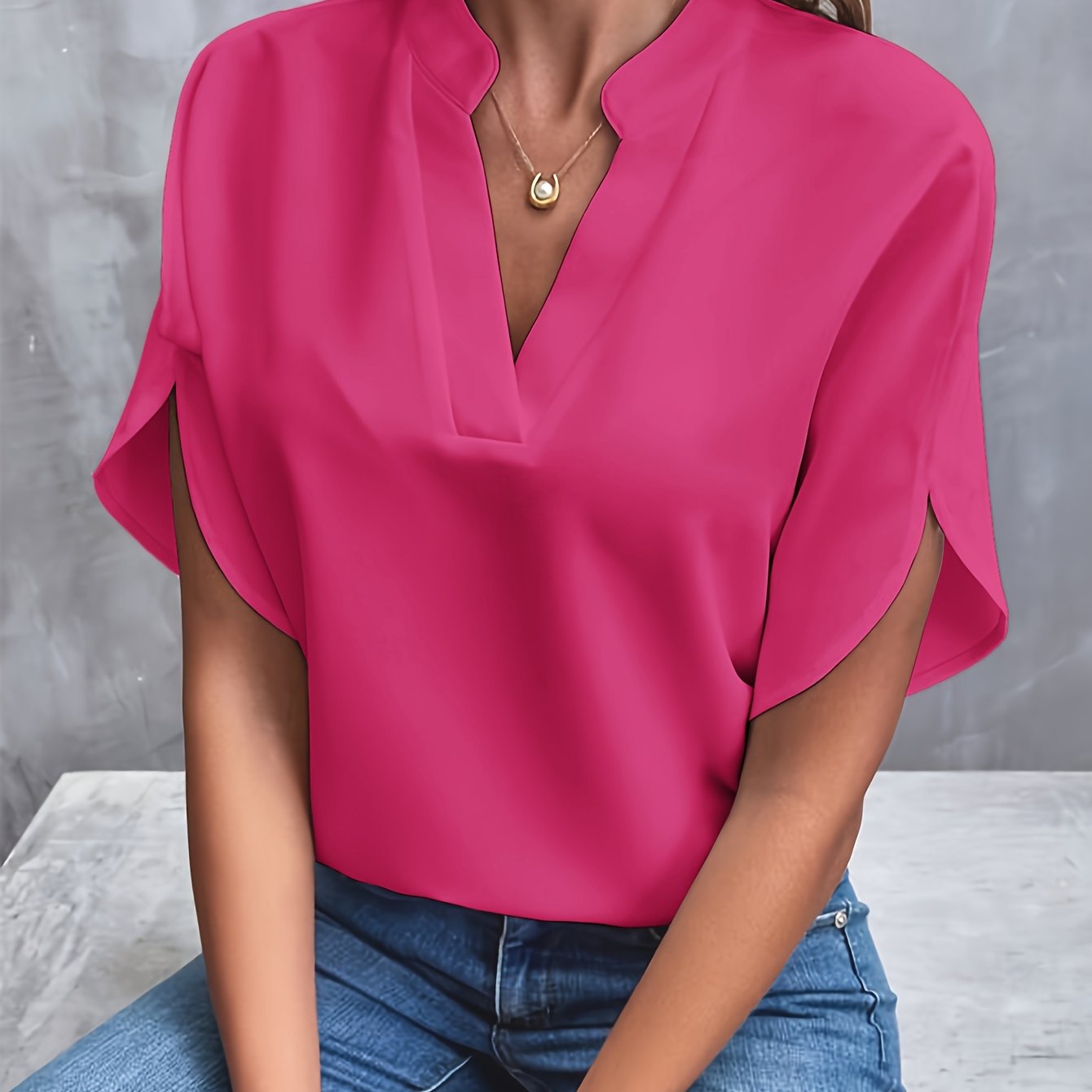 V Neck Relaxed Blouse for Effortless Everyday Style