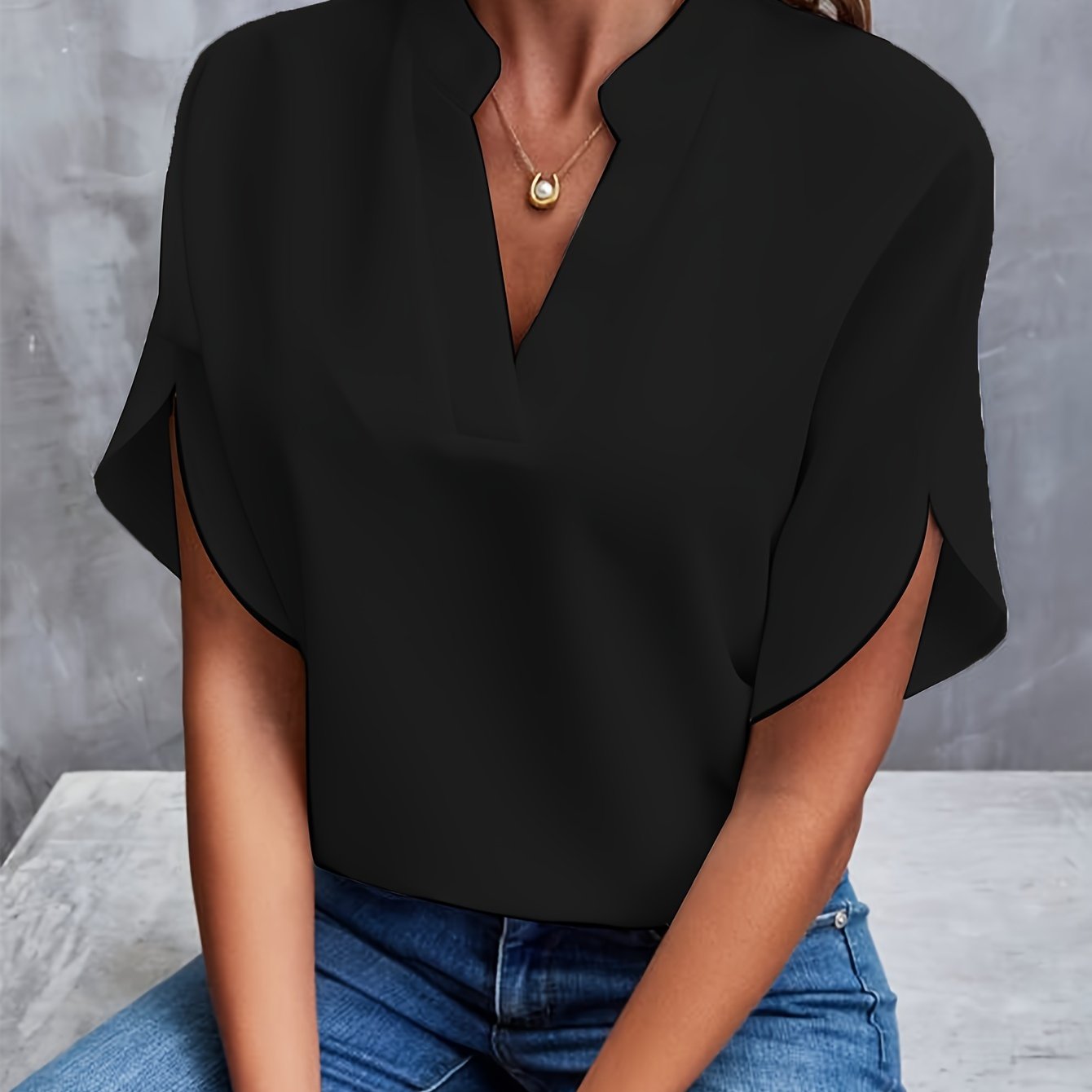 V Neck Relaxed Blouse for Effortless Everyday Style