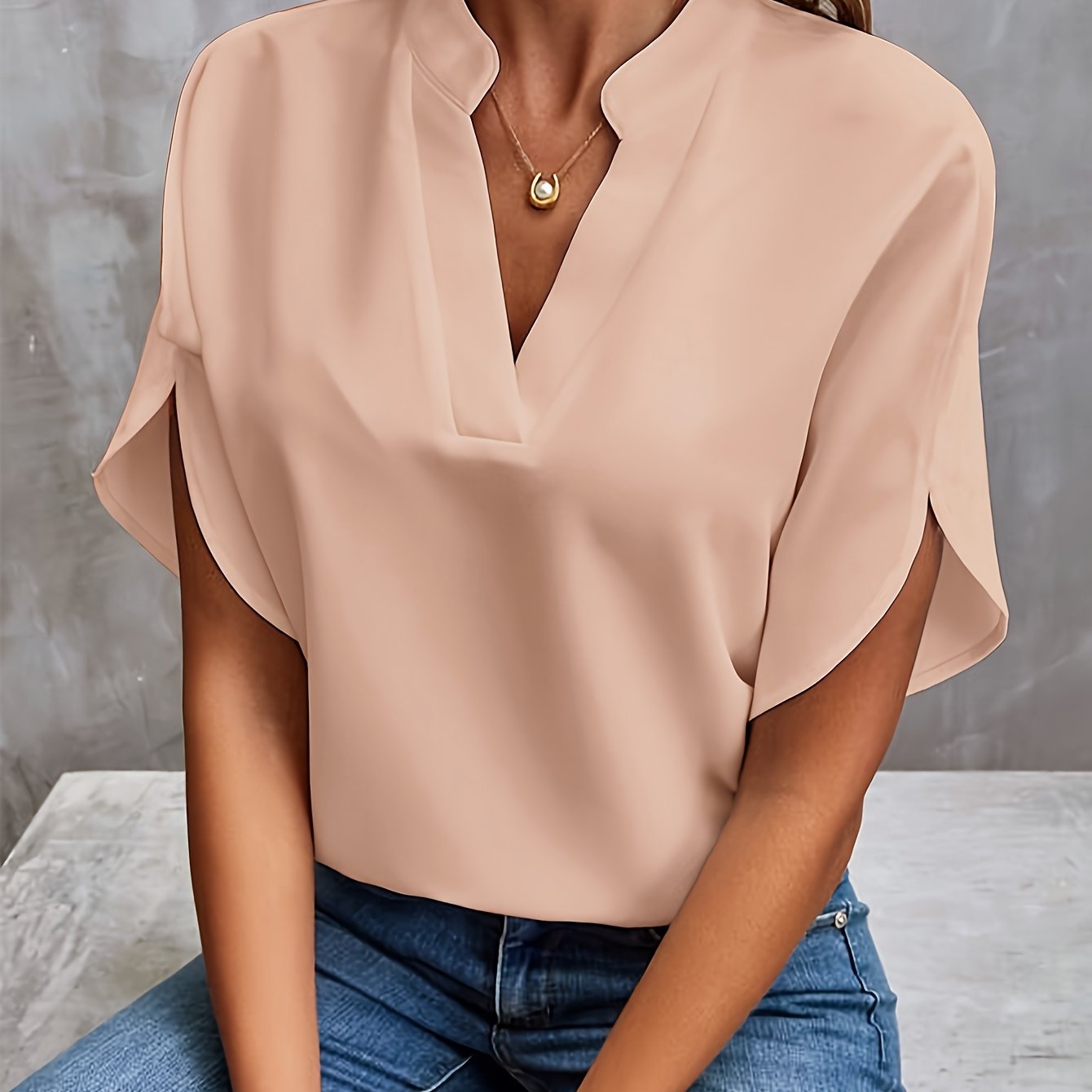 V Neck Relaxed Blouse for Effortless Everyday Style