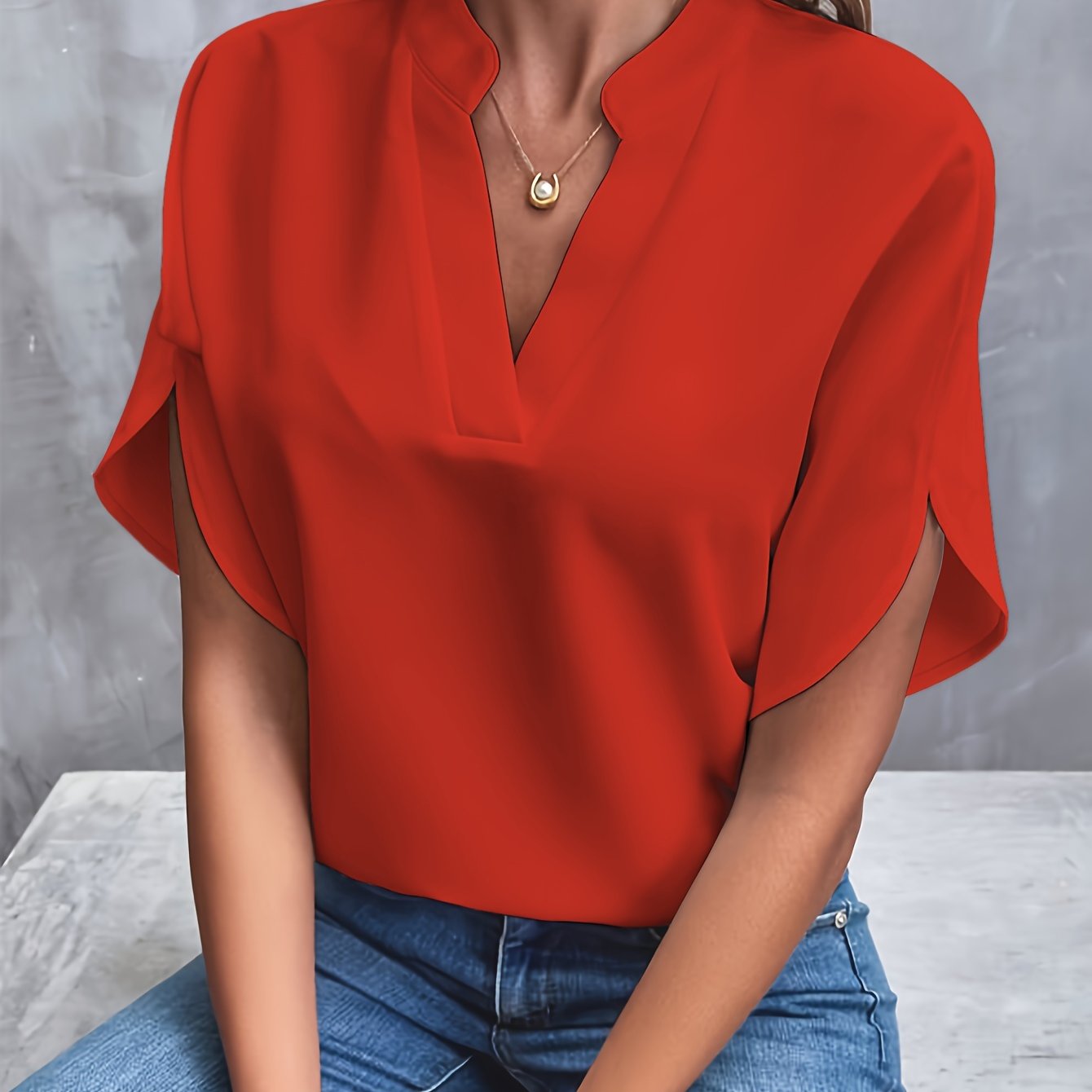 V Neck Relaxed Blouse for Effortless Everyday Style
