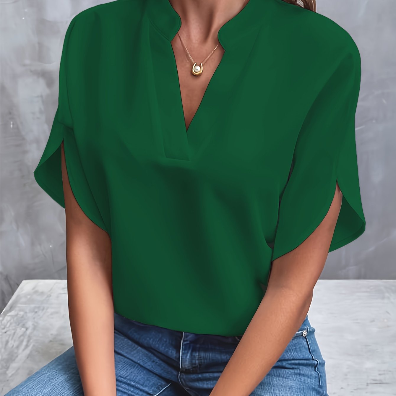 V Neck Relaxed Blouse for Effortless Everyday Style