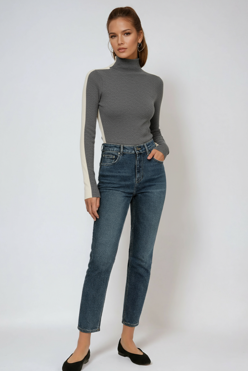Women's Ribbed Turtleneck Knit Top
