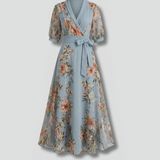 Women's Floral Wrap Midi Dress