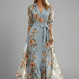 Women's Floral Wrap Midi Dress