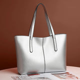 Black Minimalist Faux Leather Tote Bag