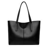 Black Minimalist Faux Leather Tote Bag