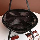 Black Minimalist Faux Leather Tote Bag