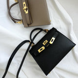 White Faux Leather Top Handle Handbag
