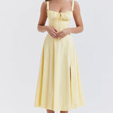 Floral Corset Midi Dress with Adjustable Straps
