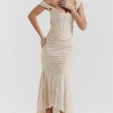 Women's Ruched Mermaid Midi Dress