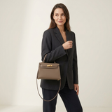 White Faux Leather Top Handle Handbag