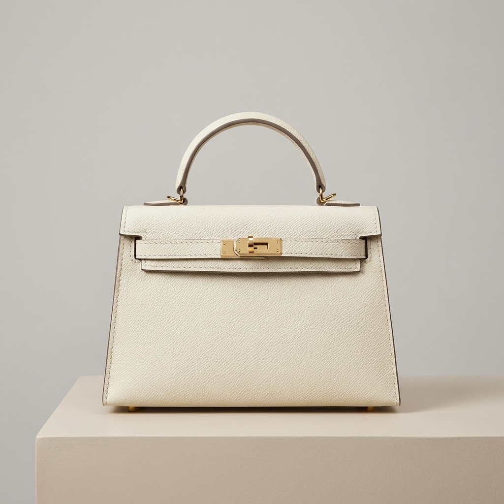 White Faux Leather Top Handle Handbag