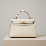 White Faux Leather Top Handle Handbag