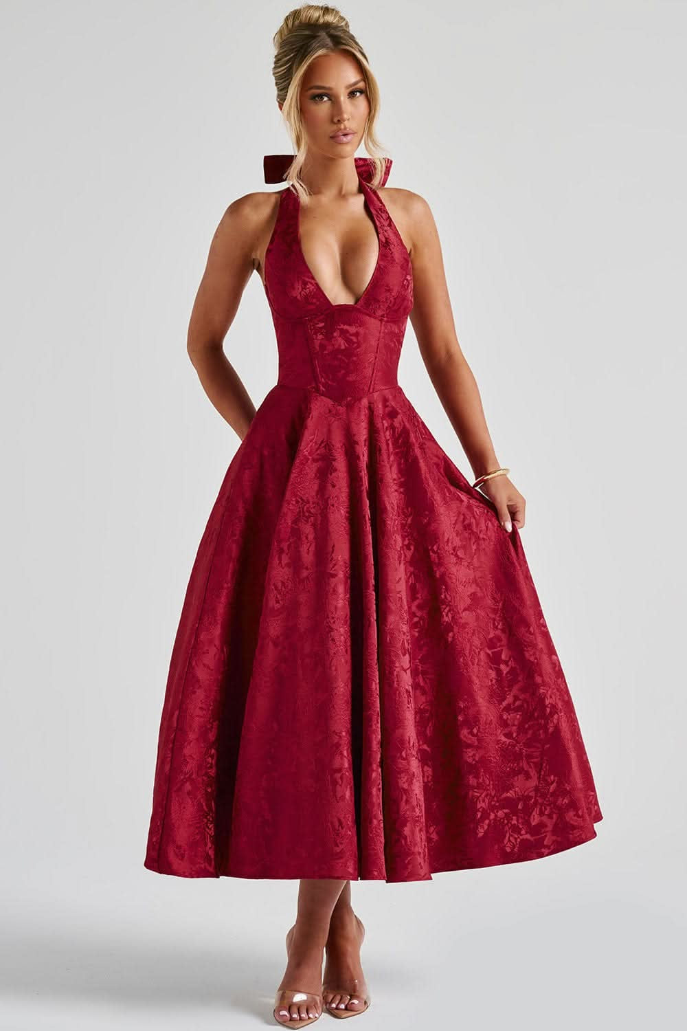Women's Halter Neck Midi Dress