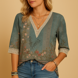 Women's Embellished V-Neck Blouse