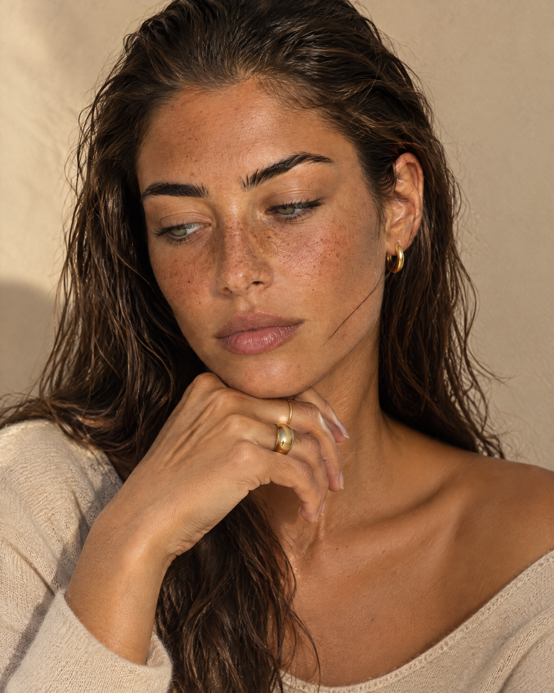 Dome Ring Gold Tone Smooth Wide Band