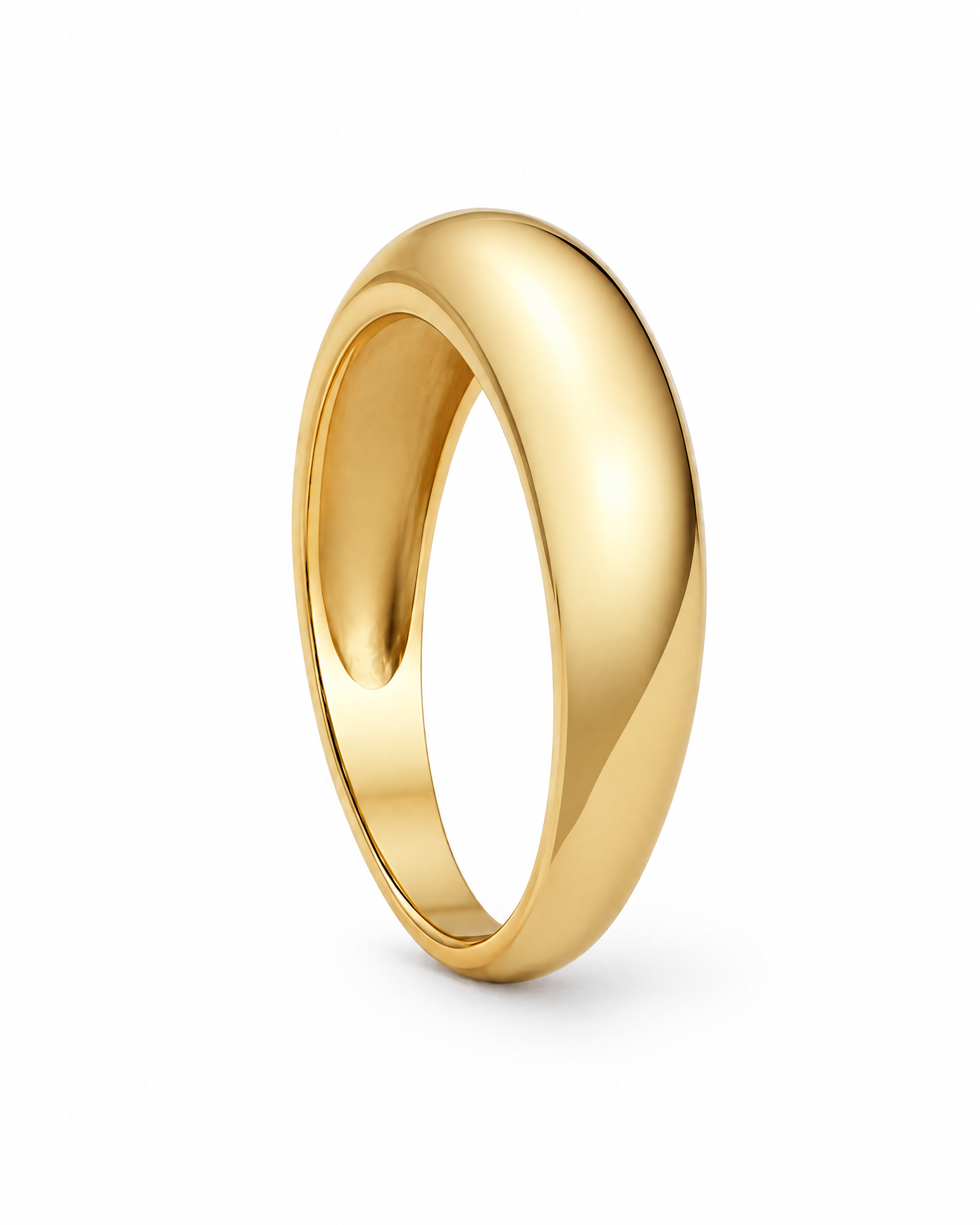 Dome Ring Gold Tone Smooth Wide Band