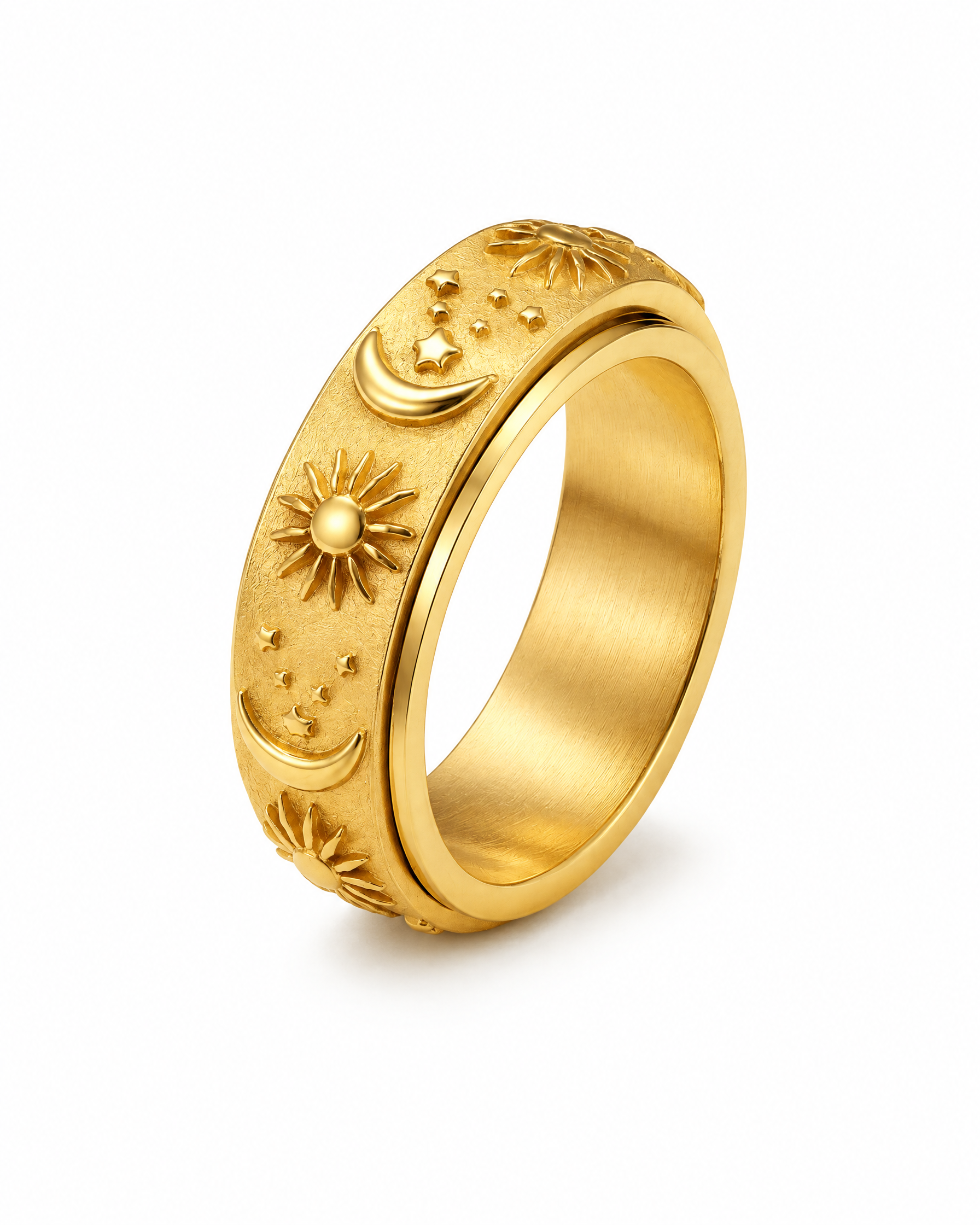 Celestial Ring Gold Tone Spinner Band