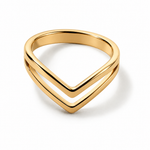 Chevron Ring Gold Tone Double V Band