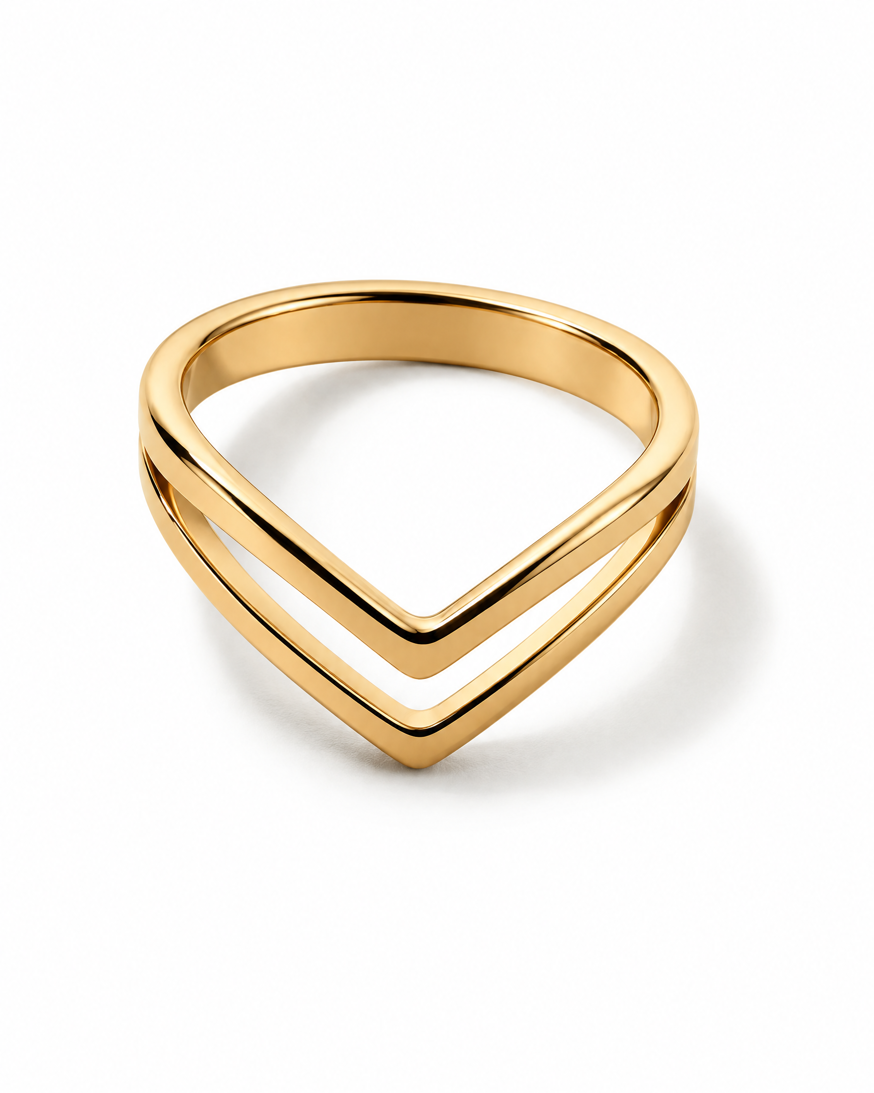 Chevron Ring Gold Tone Double V Band