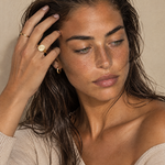 Signet Ring Gold Tone Oval Sunburst Face