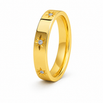 Star Ring Gold Tone Engraved Band