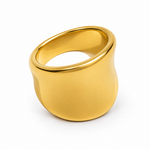 Chunky Ring Gold Tone Wide Mirror Band