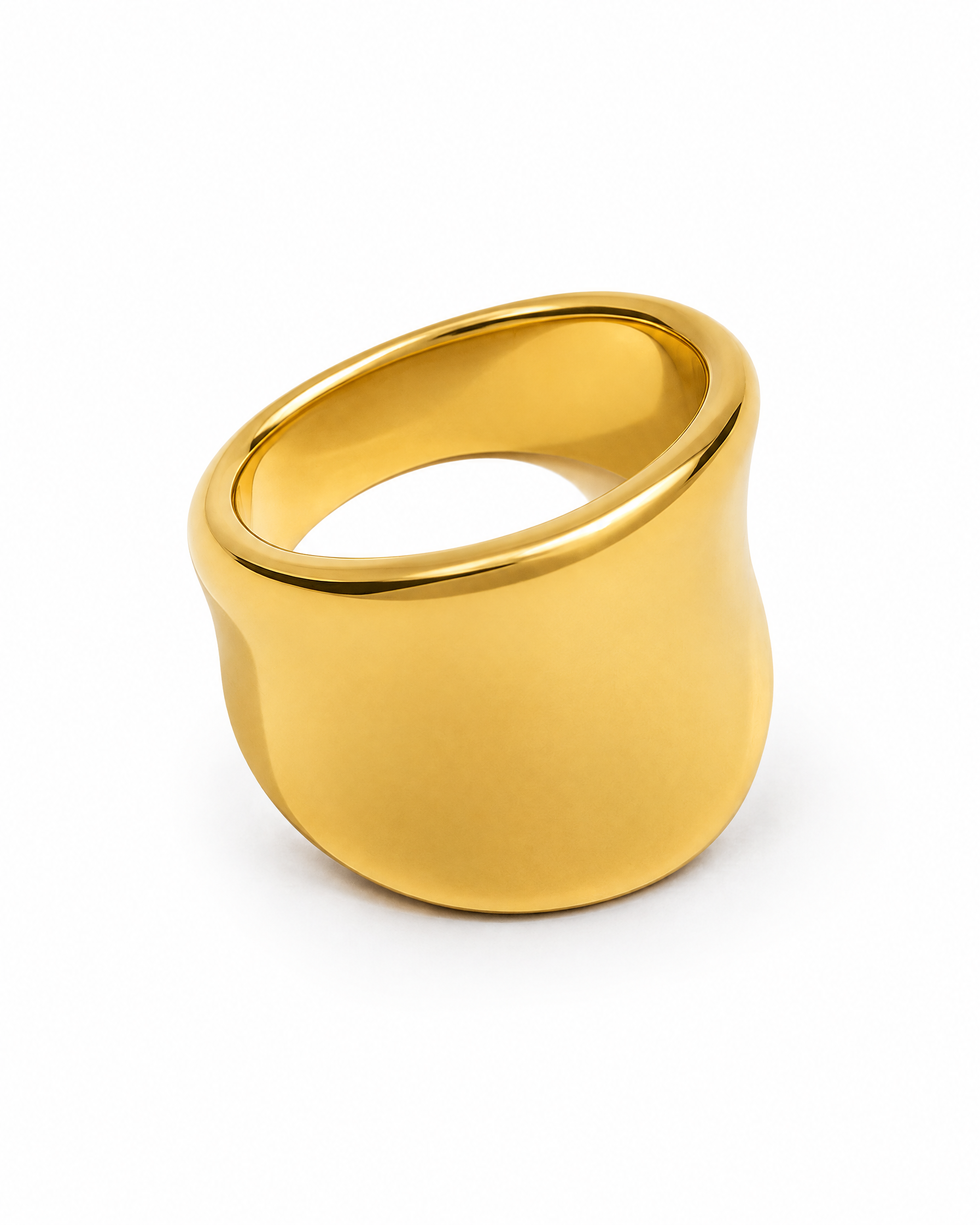 Chunky Ring Gold Tone Wide Mirror Band