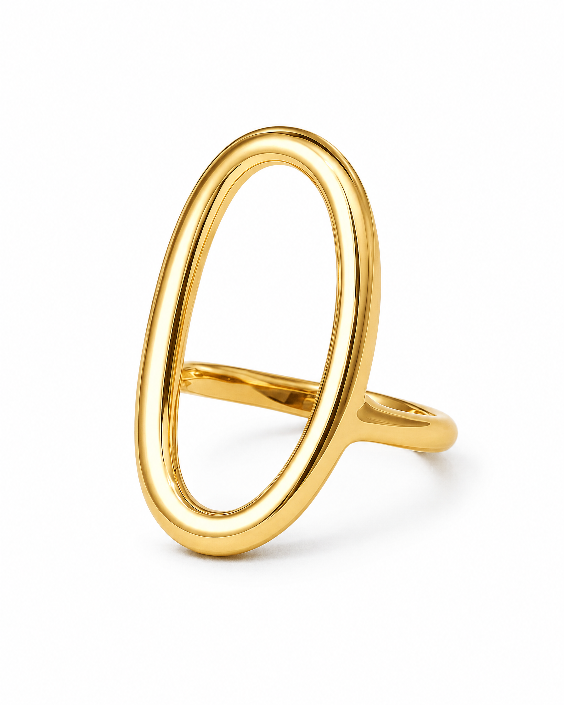 Statement Ring Gold Tone Open Oval