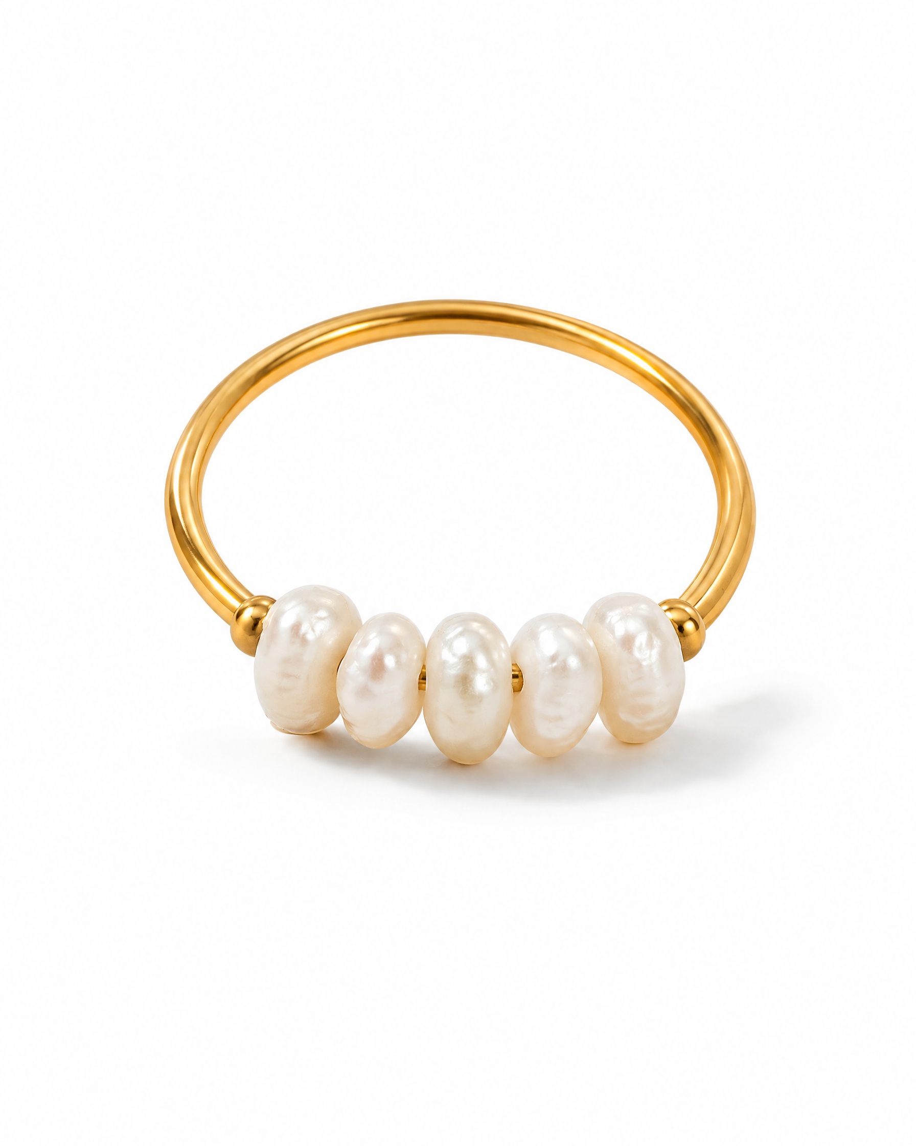 Pearl Ring Gold Tone Five Pearls
