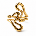 Statement Ring Gold Tone Squiggle Band