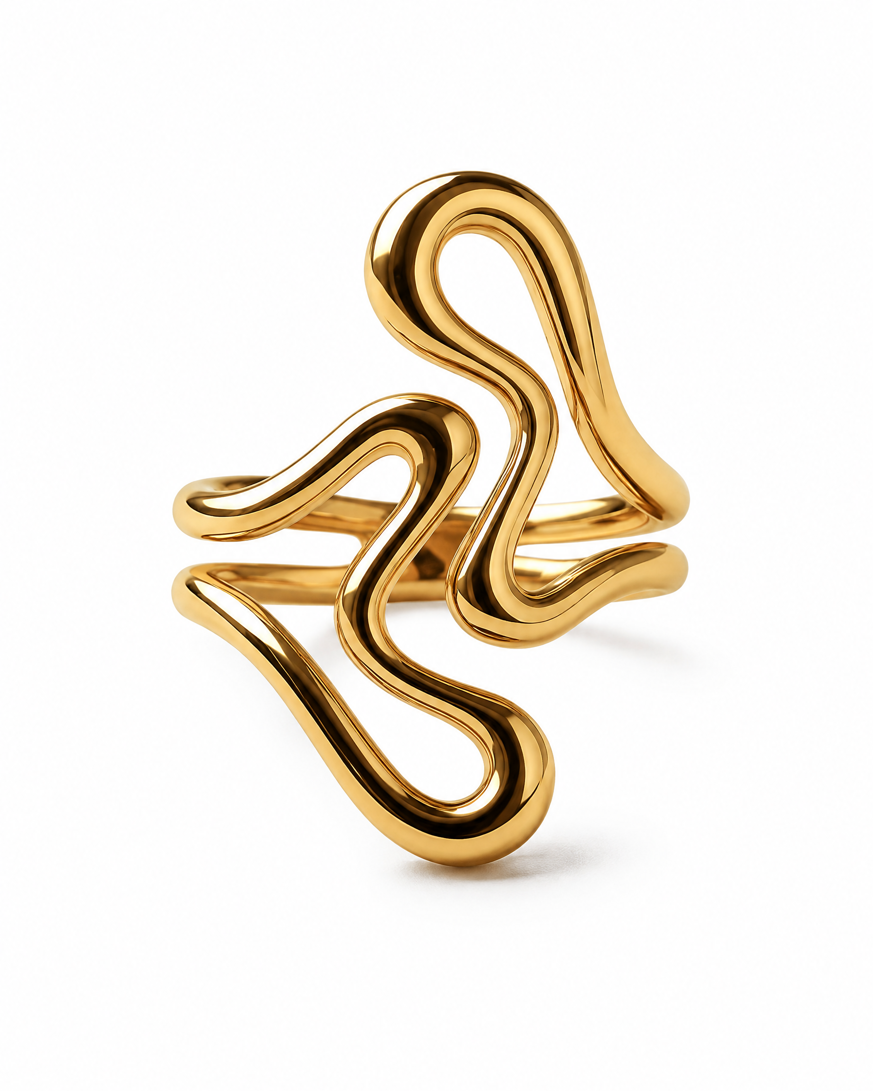Statement Ring Gold Tone Squiggle Band