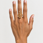 Statement Ring Gold Tone Squiggle Band