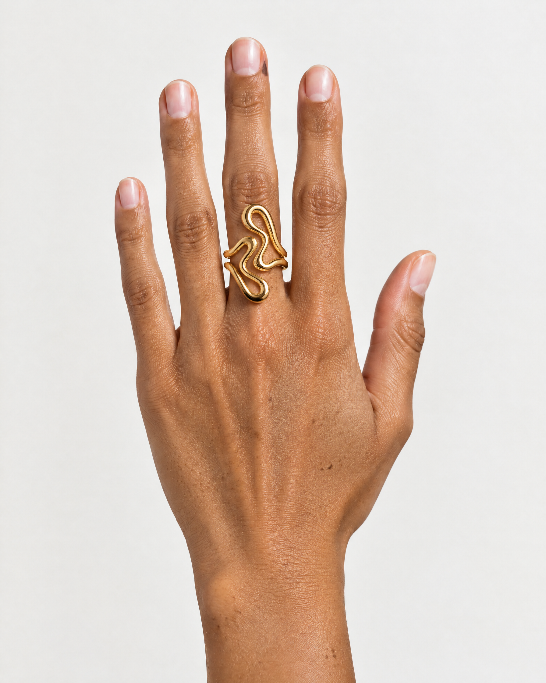 Statement Ring Gold Tone Squiggle Band